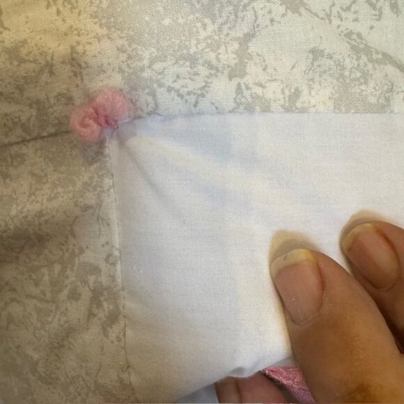 Handcrafted Flamingo Quilt Throw Blanket 80" x 80" Pink White & Gray - Picture 7 of 8